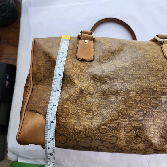 Vintage CELINE Boston Weekend Bag Coated Canvas & Leather Macadam  Tan Large - Picture 12 of 12